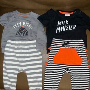 Two Cat & Jack 6-9 month unisex Halloween 2 piece sets, excellent condition
